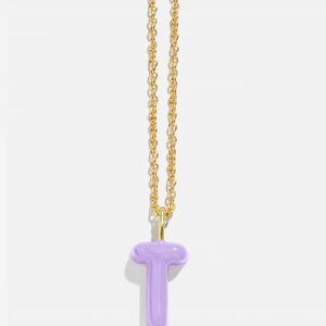 18k Gold and Purple Initial Pendant Necklace